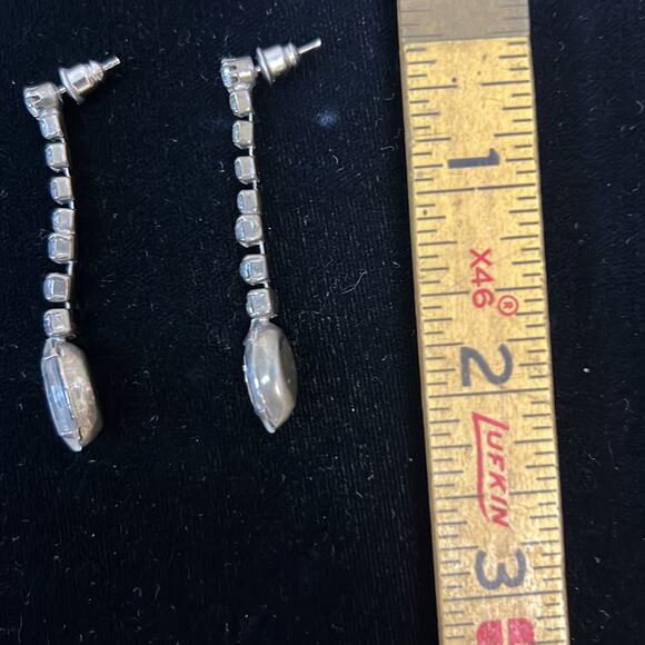 Vintage 80s drop dangle rhinestones formal earrings - Picture 2 of 3